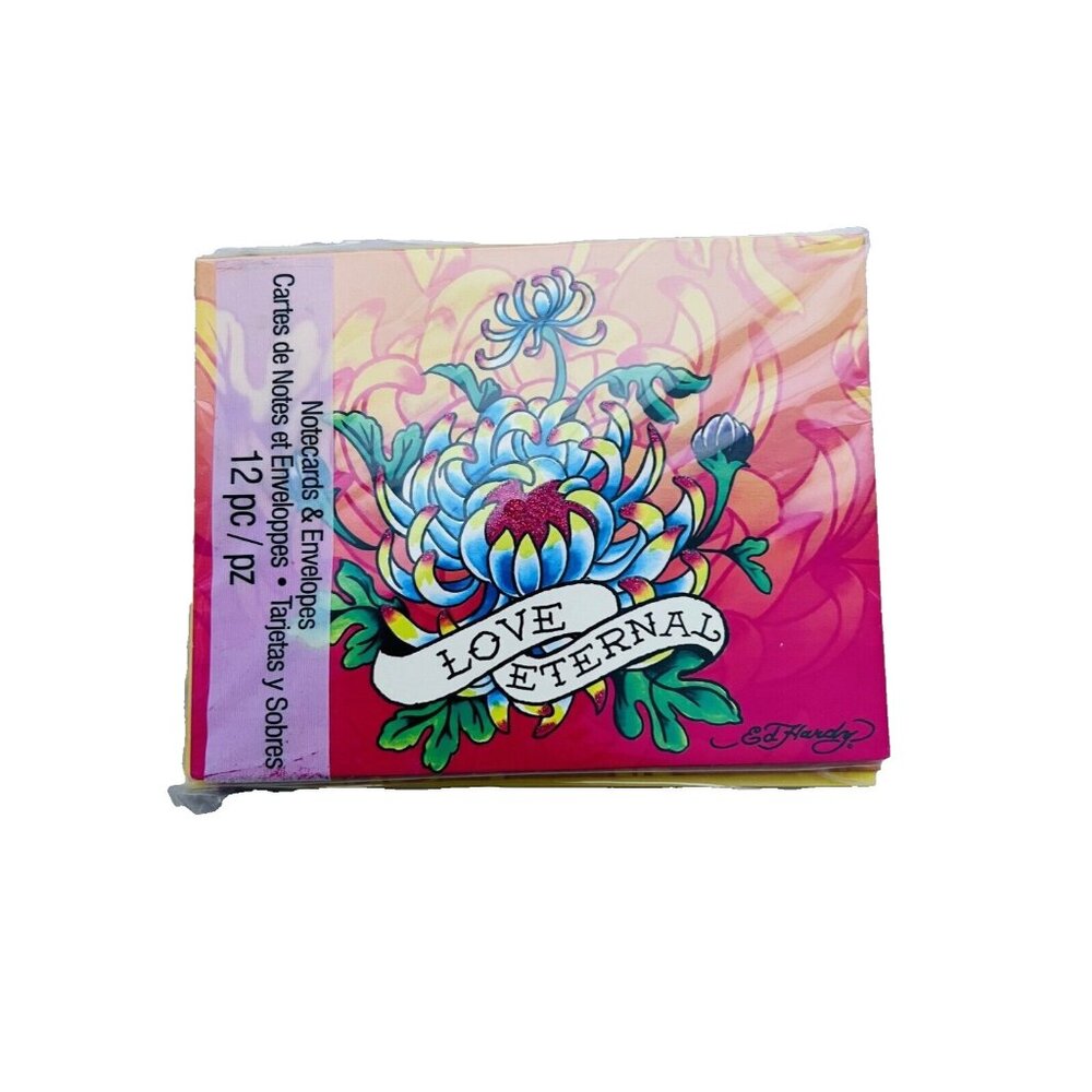 Ed Hardy Love Eternal 12-pack Note Cards & Envelopes Floral